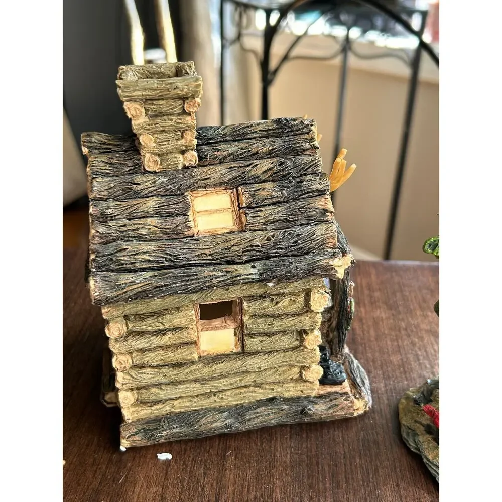 New LOG CABIN Lake House Deer Shack hunting Fishing RESIN TABLE LAMP & figurines